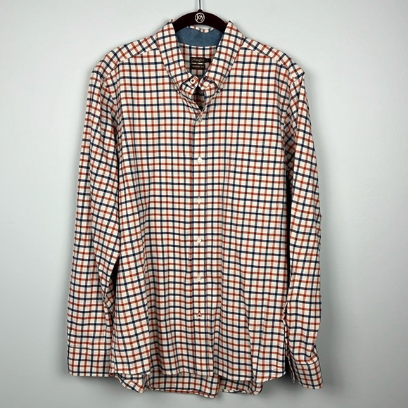 J. McLaughlin large modern fit men’s plaid button down 100% cotton shirt - Picture 1 of 8